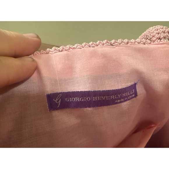 Giorgio Beverly Hills Purple Straw Tote Bag Pink Accents Woven Purse - Picture 4 of 4